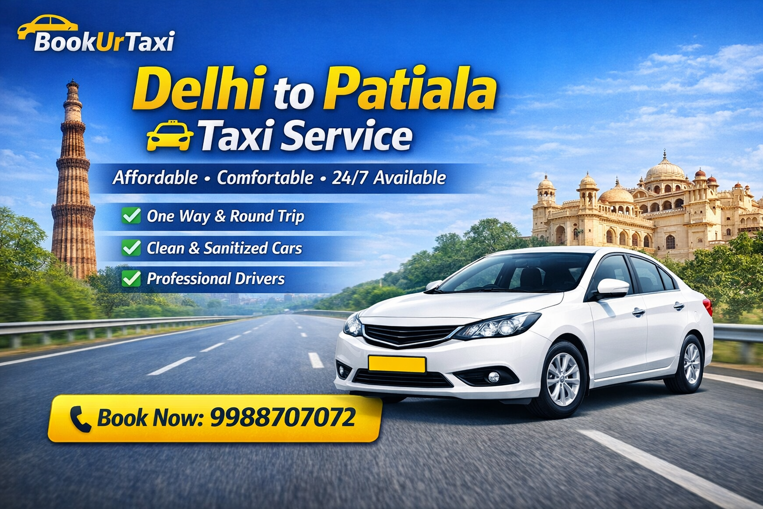 Delhi to Patiala One Way Cab Services