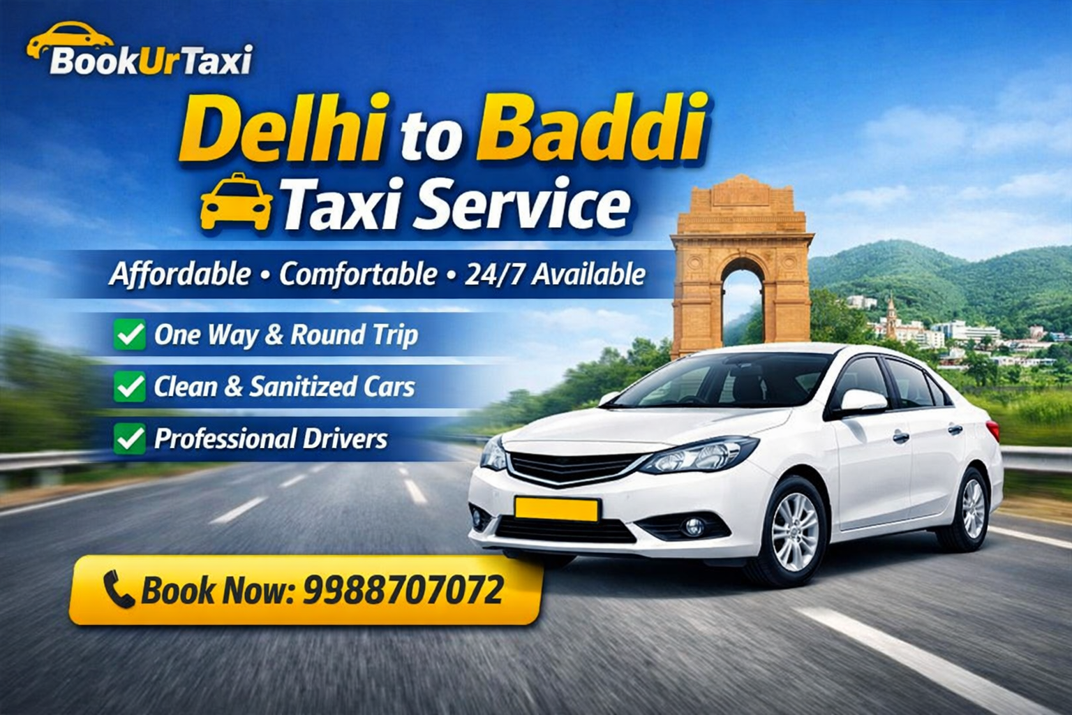 Delhi to Baddi One Way Cab Services